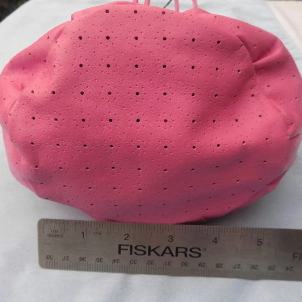 NWT Furla Shoulder bag Salmon pink Straps Bucket Perforated leather Italy Pouch
